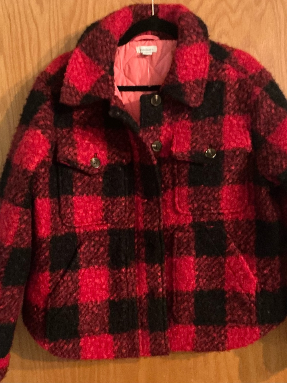 Sundance Women’s Red & Black Plaid Sherpa Jacket